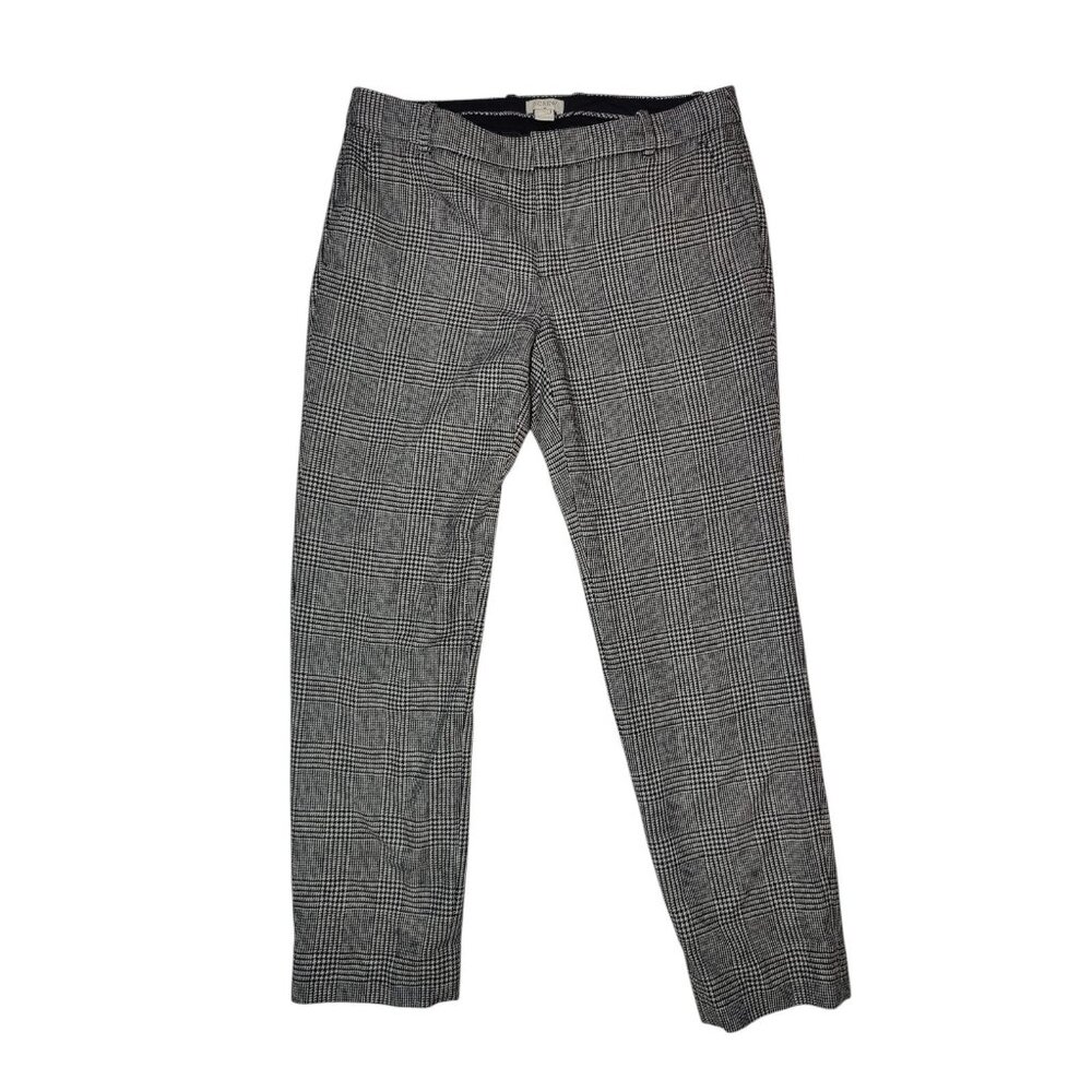 J‎ Crew Wool Blend Checkered Black White Mid Rise Straight Dress/Work Pants 4